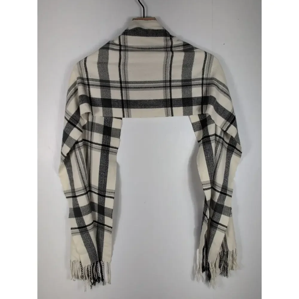 Italy Design Cashmere Blend Scarf Unisex Multicolor Plaid Fringe Soft Wrap Shawl